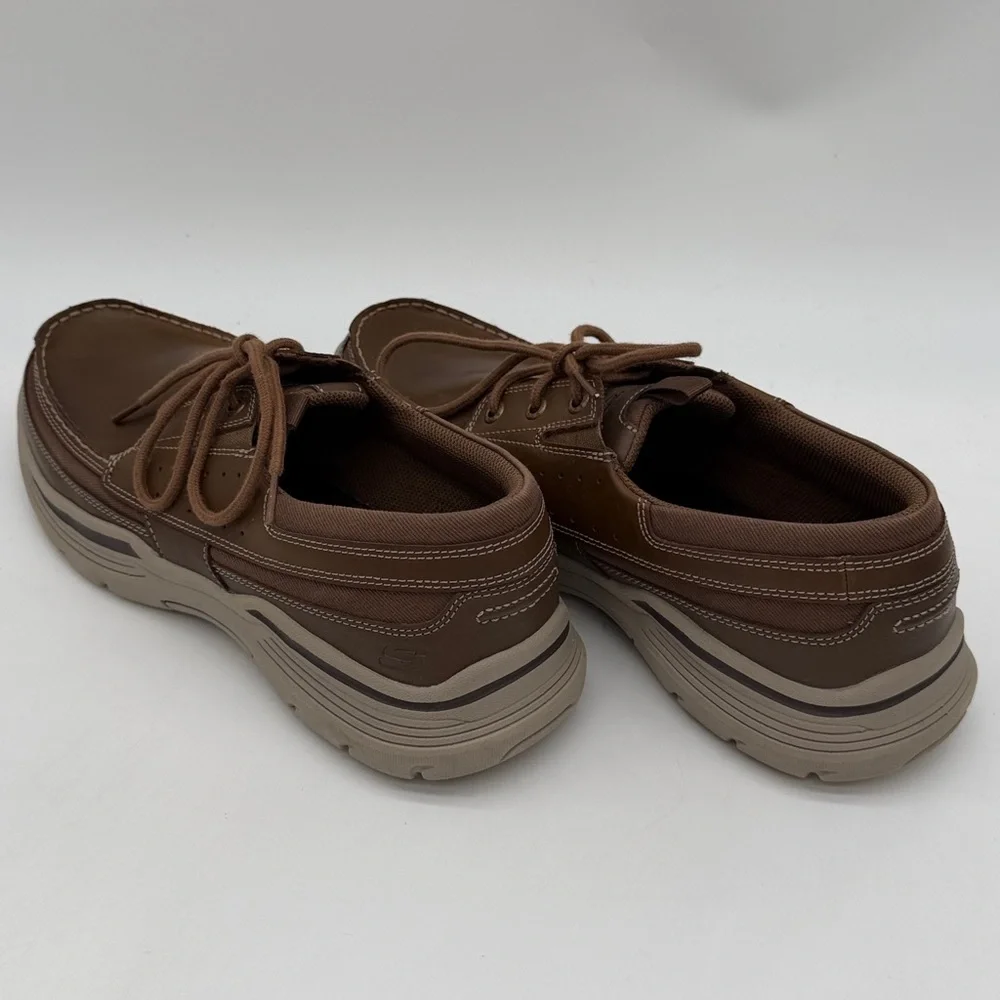 Skechers Mens Leather Relaxed Fit Air Cooled Memory Foam Size 12 USA 56296 Tan